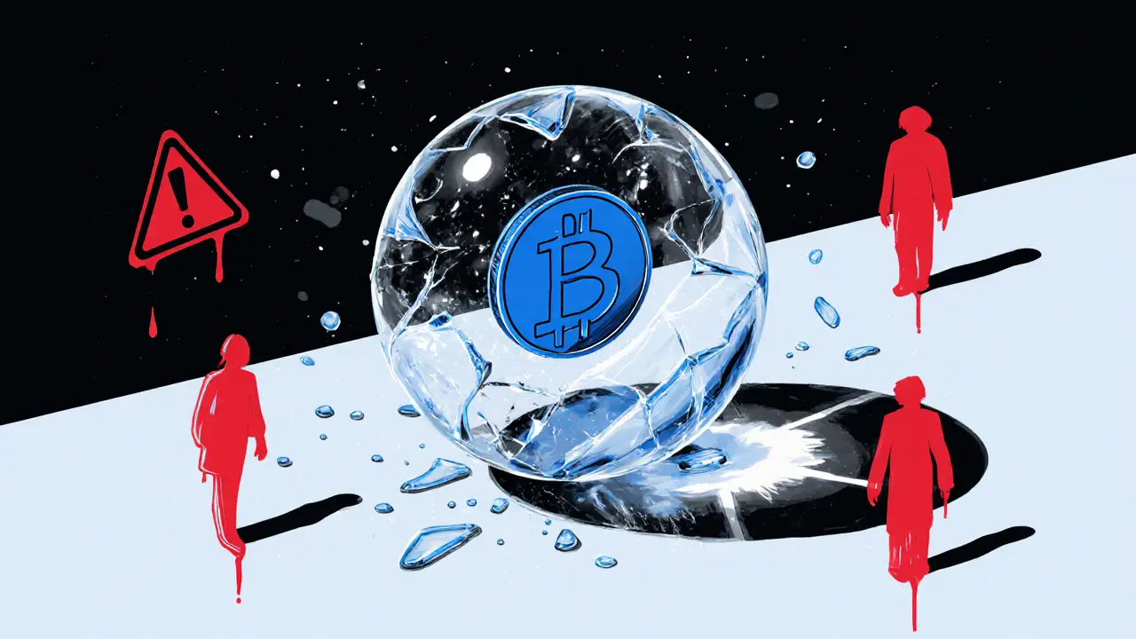 Sketch of a cracked glass sphere with a BLU token inside, hinting at risk.