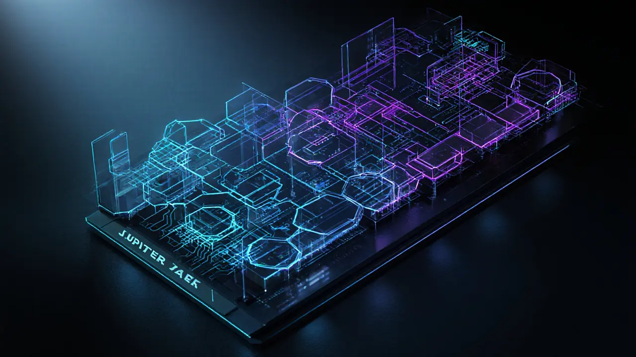 Sketch of modular routing panel with hexagonal nodes representing many liquidity pools.