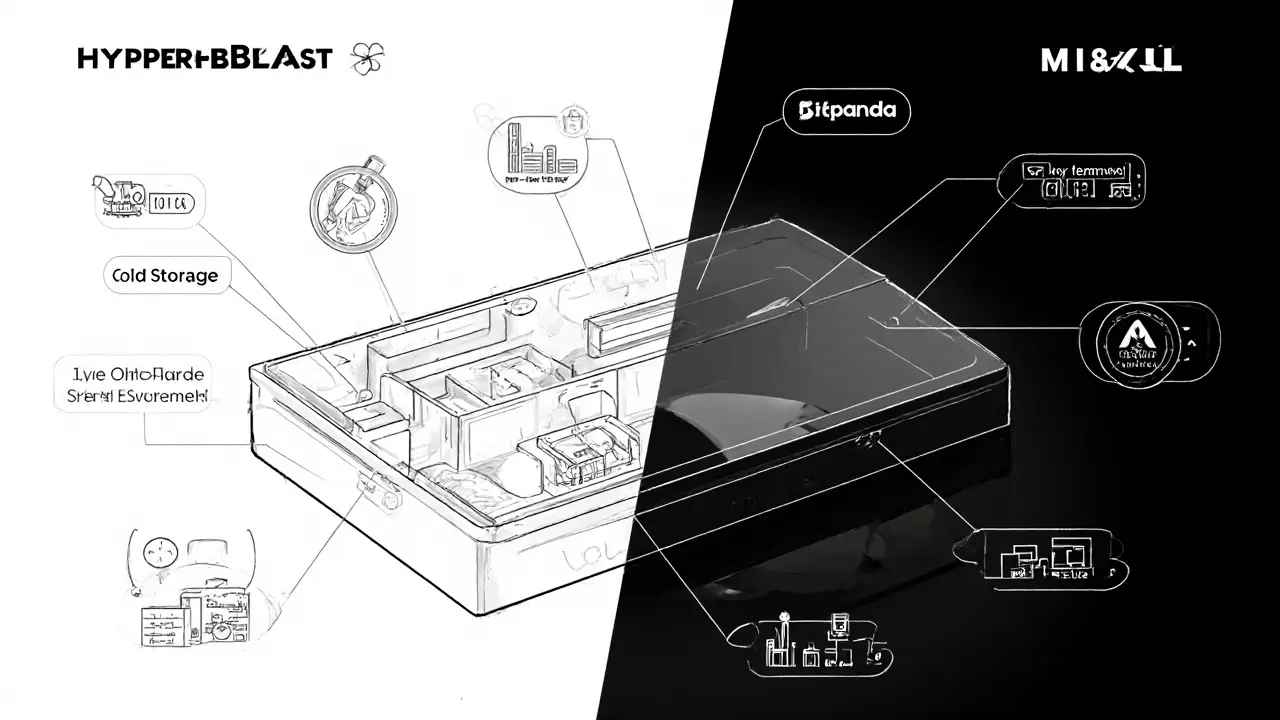 Split prototype comparing HyperBlast&#039;s hollow design to transparent, functional competitors.