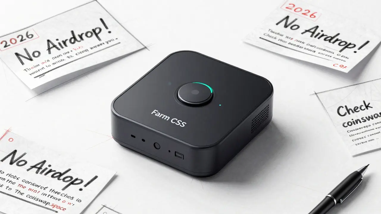 DeFi farming station sketch with warning notes and LED indicators