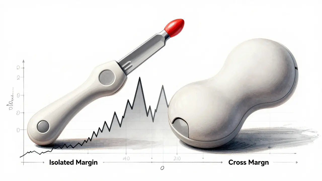 Ergonomic tools: scalpel for isolated margin and cushion for cross margin above a crypto market graph