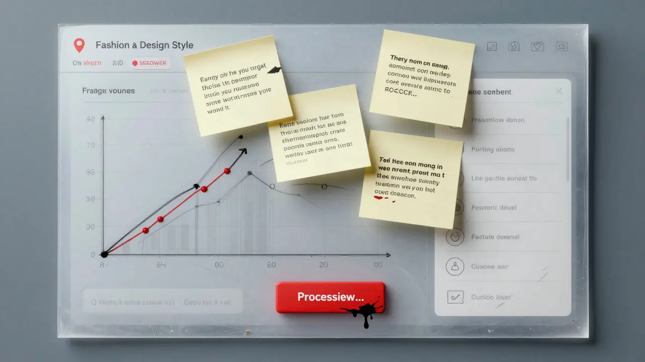 Faux crypto dashboard with shaky charts, fake testimonials, and a stuck withdrawal button drawn in pencil and ink.