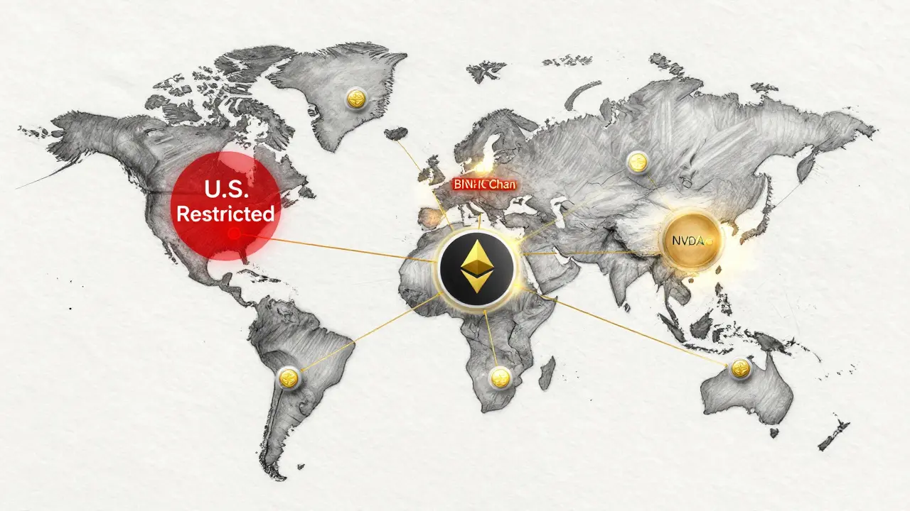 Global map showing NVDAon access points in Asia and Europe, with U.S. marked as restricted.