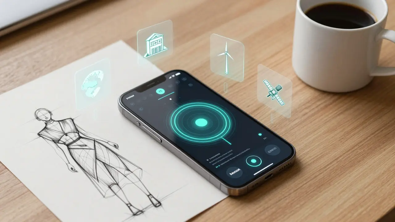 A smartphone showing a blockchain node interface, surrounded by global icons, drawn in minimalist design style.