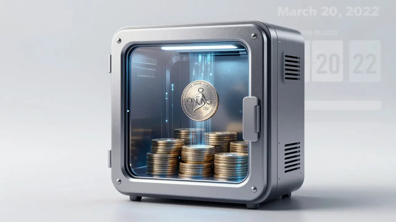 Transparent token vault releasing ONUS tokens into a stream of digital data.