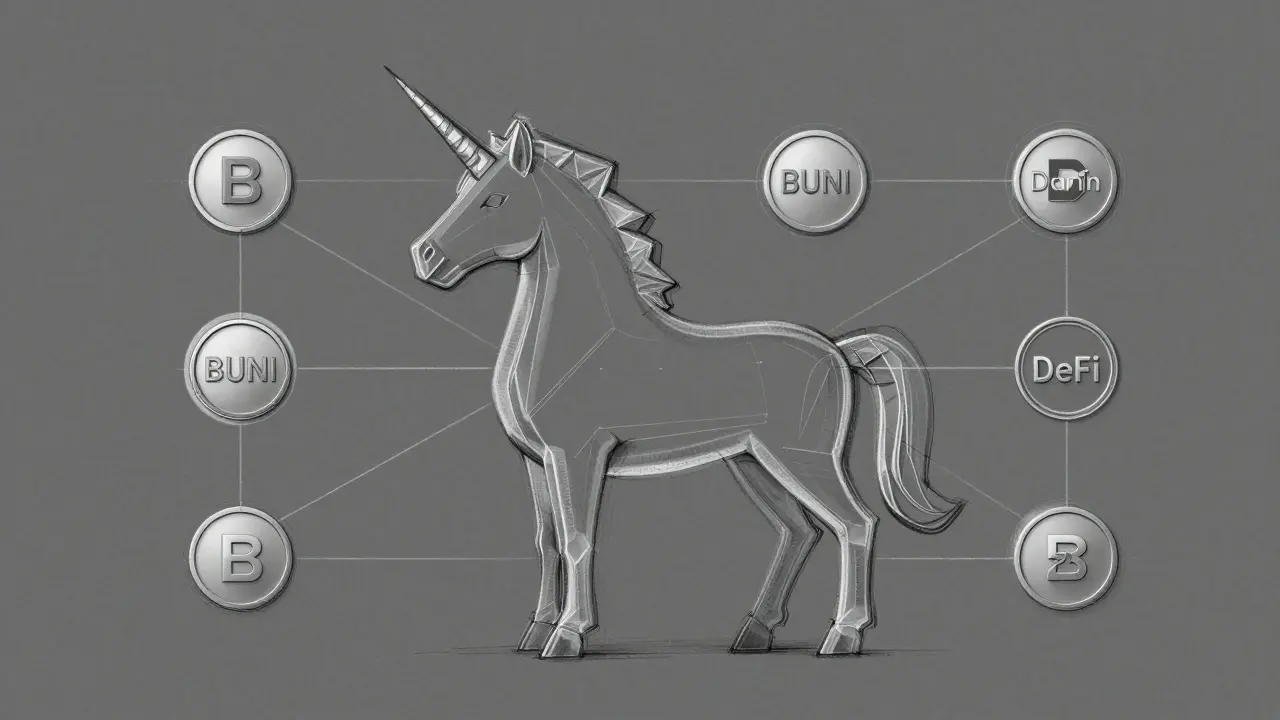 Abstract geometric layers forming unicorn silhouette