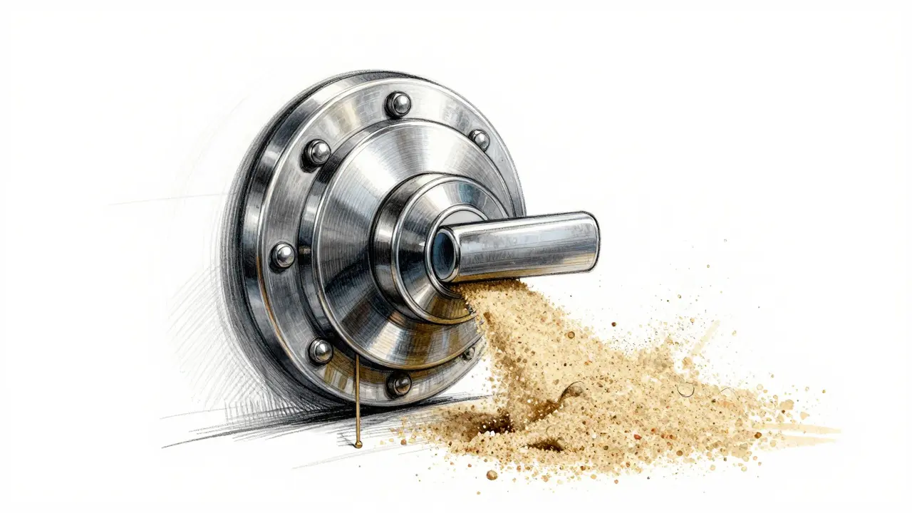 Design drawing of a vault handle turning to sand upon contact.