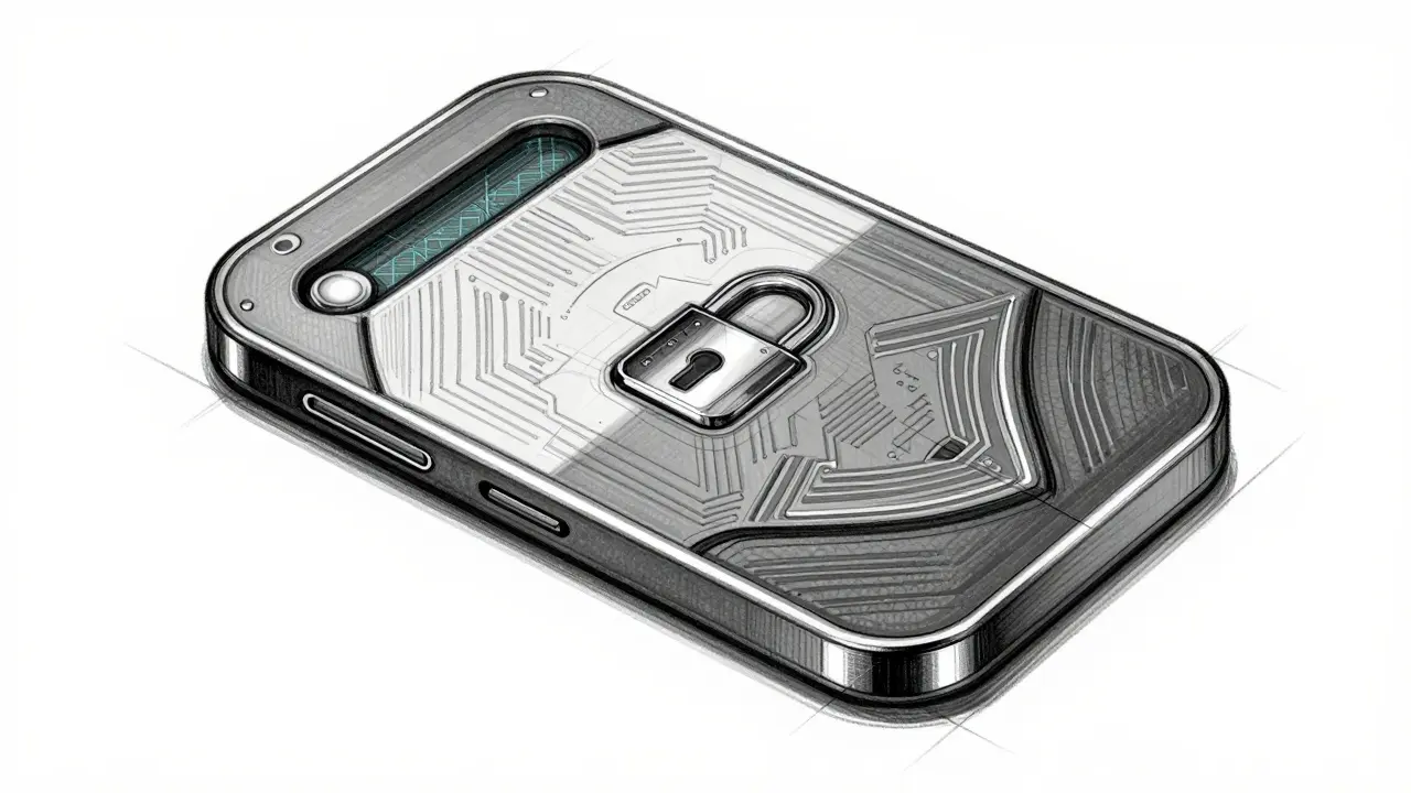 Futuristic digital wallet device with security locks