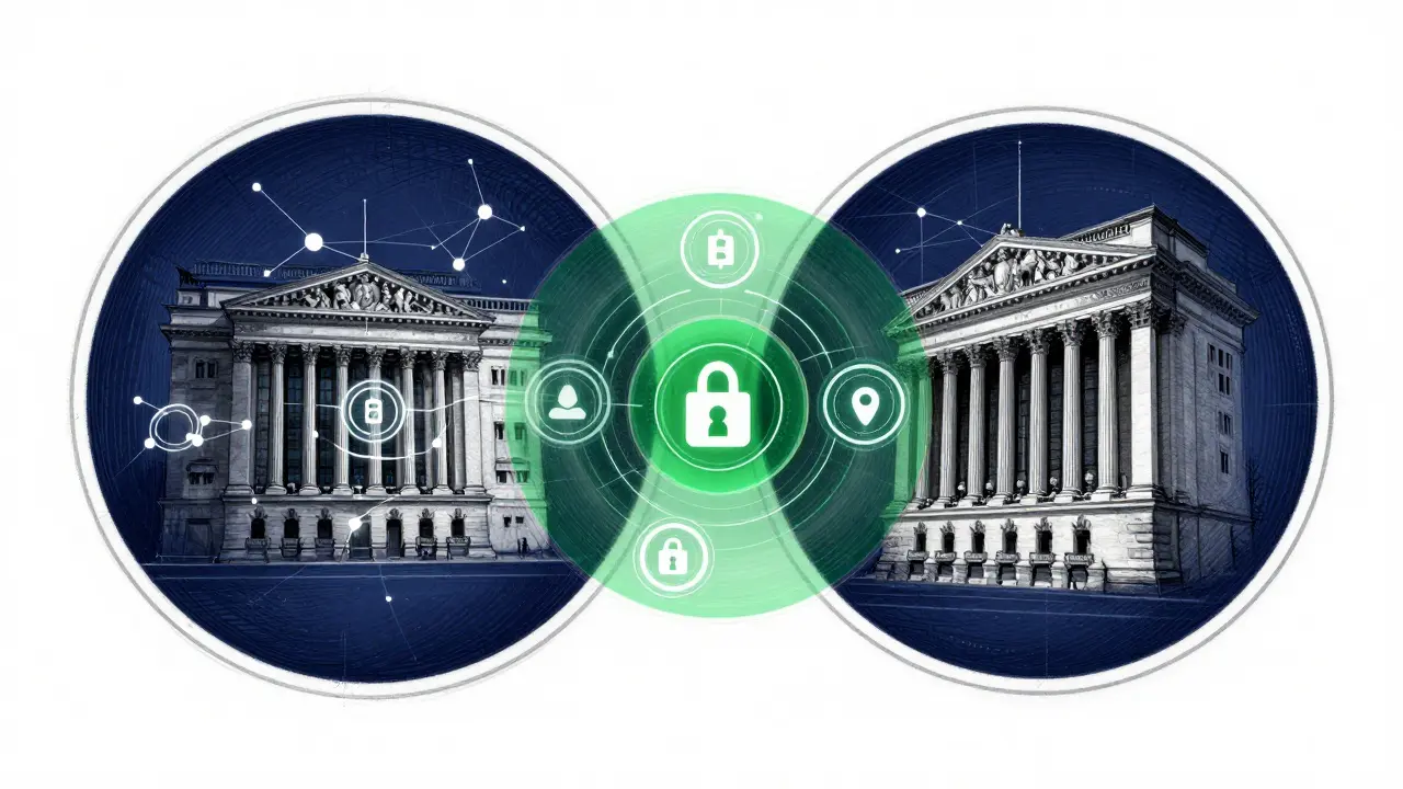 Hybrid token architecture sketch blending traditional finance and crypto technology