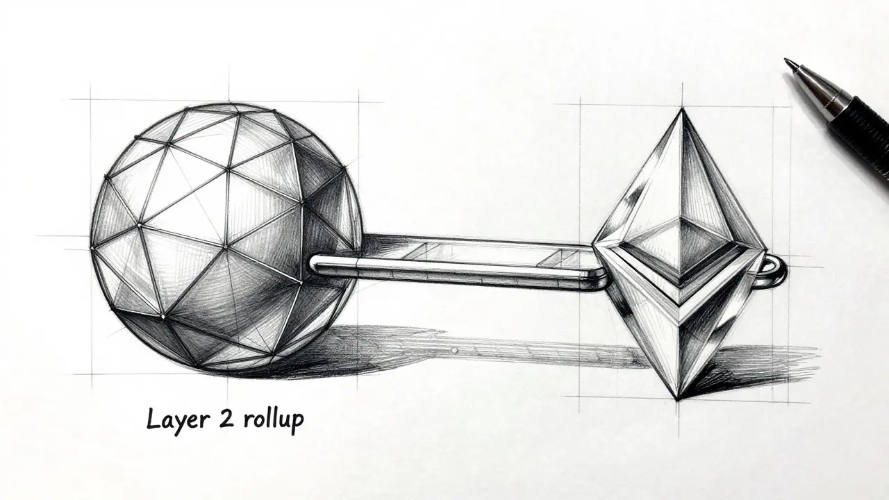 Conceptual design sketch showing the architectural transition from Polkadot to an Ethereum Layer 2 rollup.