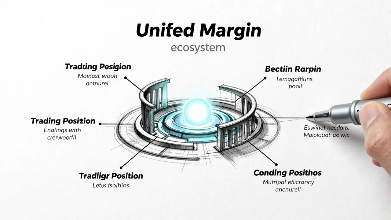 Industrial design sketch of a unified margin system showing a central collateral pool