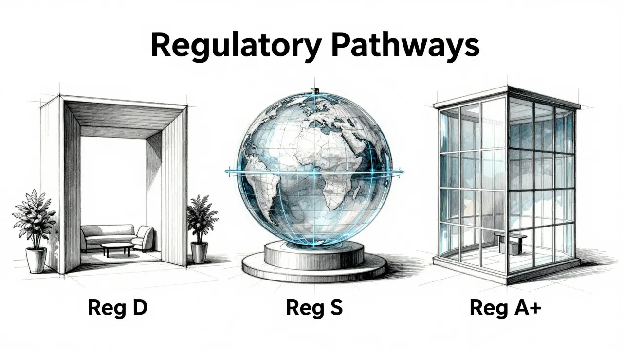 Industrial design sketch of three conceptual portals representing different regulatory pathways