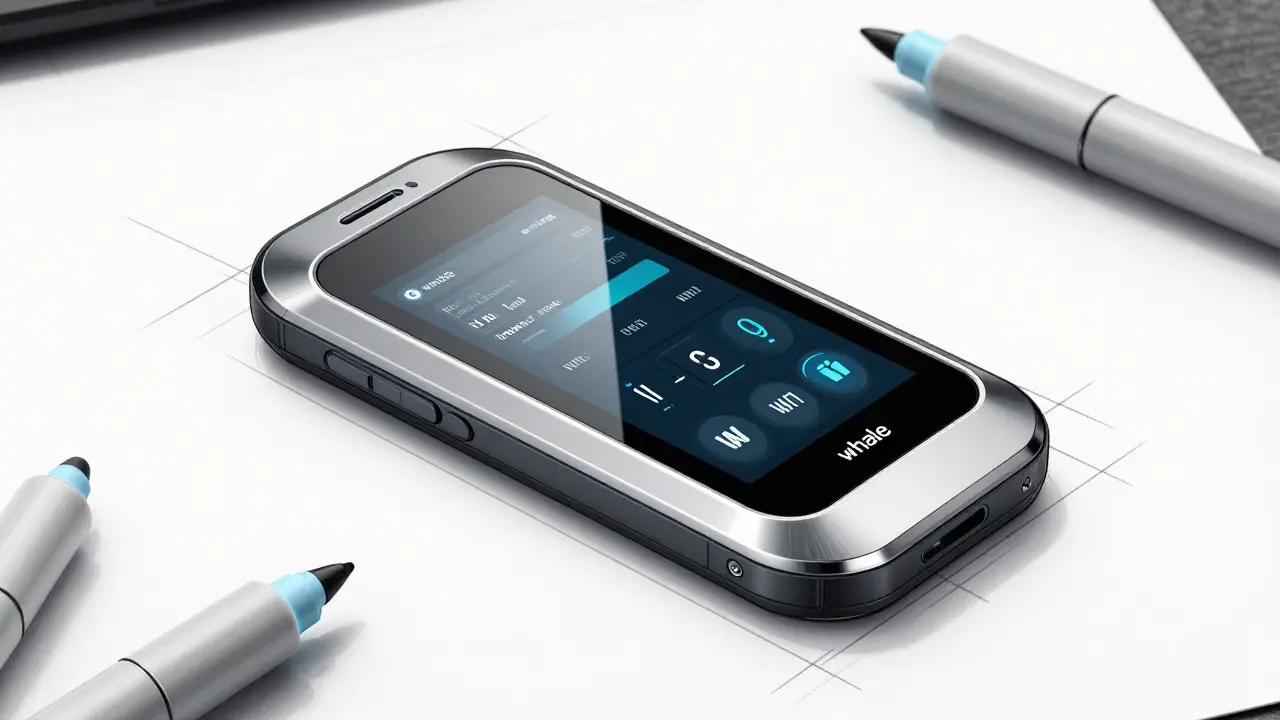 Technical sketch of a handheld device for tracking crypto whale movements