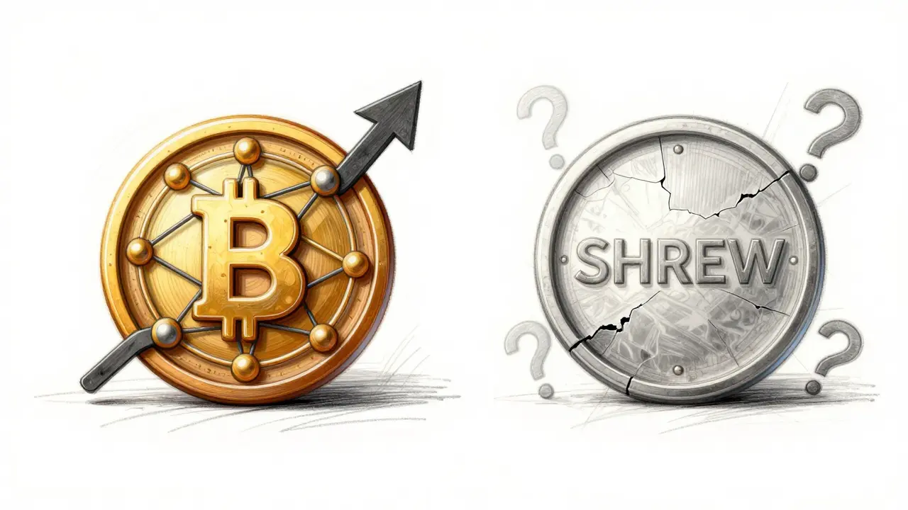 Comparative sketch of active vs dormant cryptocurrency tokens