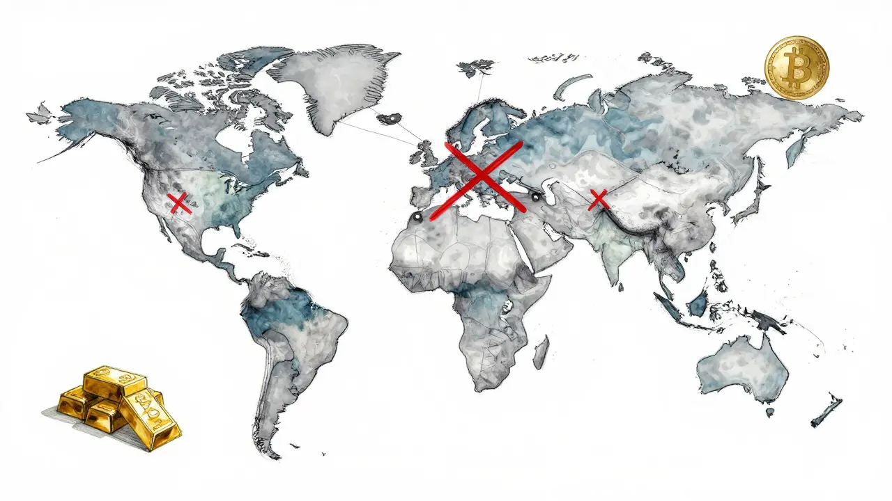 Conceptual sketch of global trade routes and sanctions risks