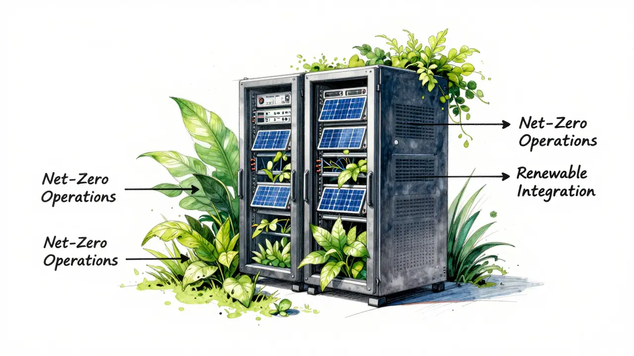 Conceptual sketch of sustainable blockchain hardware with green energy integration