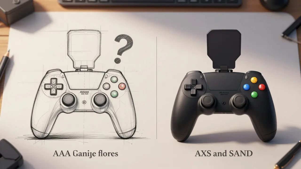 Design sketch comparing unreleased vs live crypto games