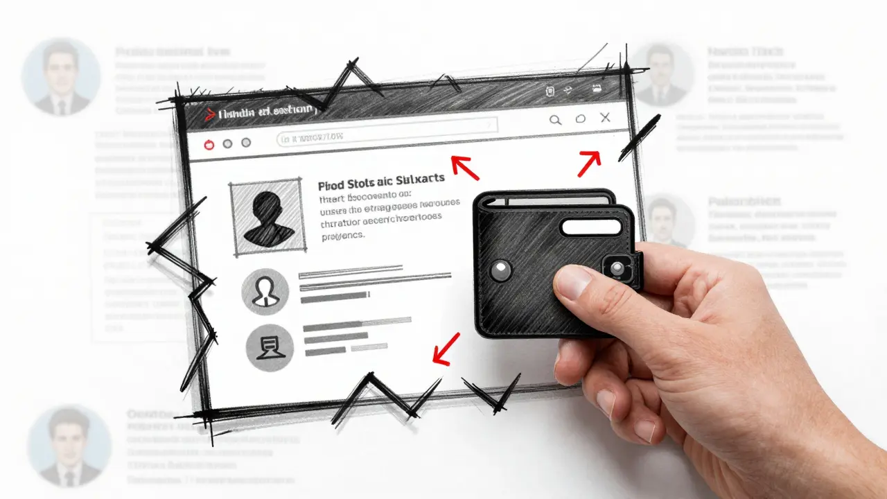 Design sketch warning against crypto wallet scams and phishing