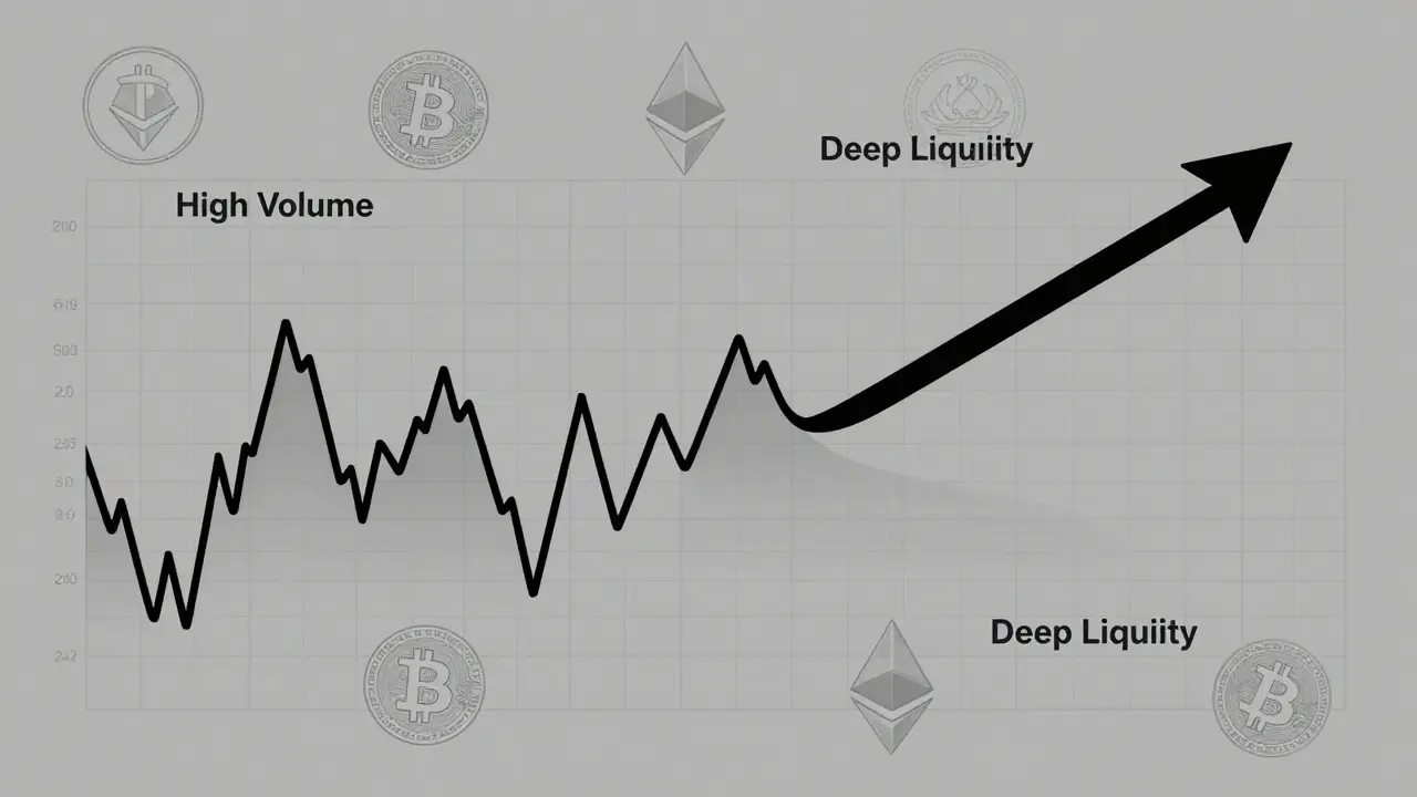 Illustration of smooth trade execution and deep liquidity flow