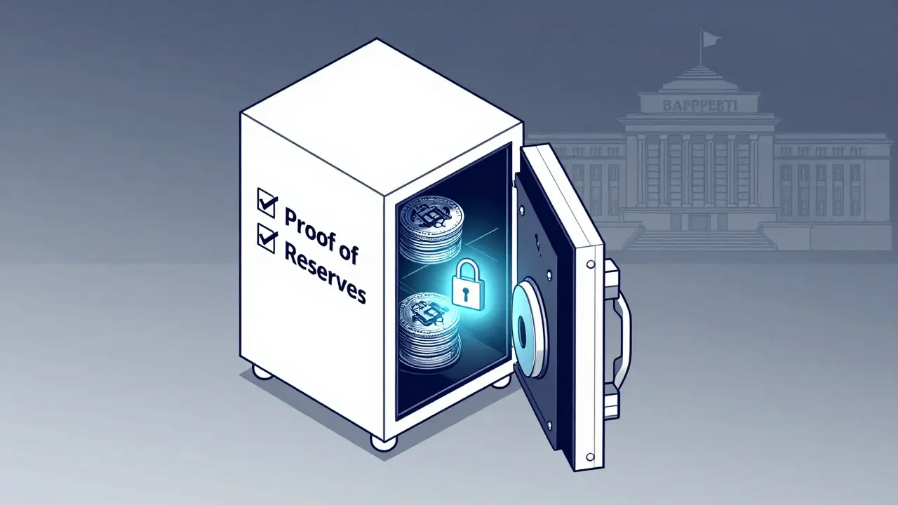 Isometric sketch of crypto security vault separate from local regulator