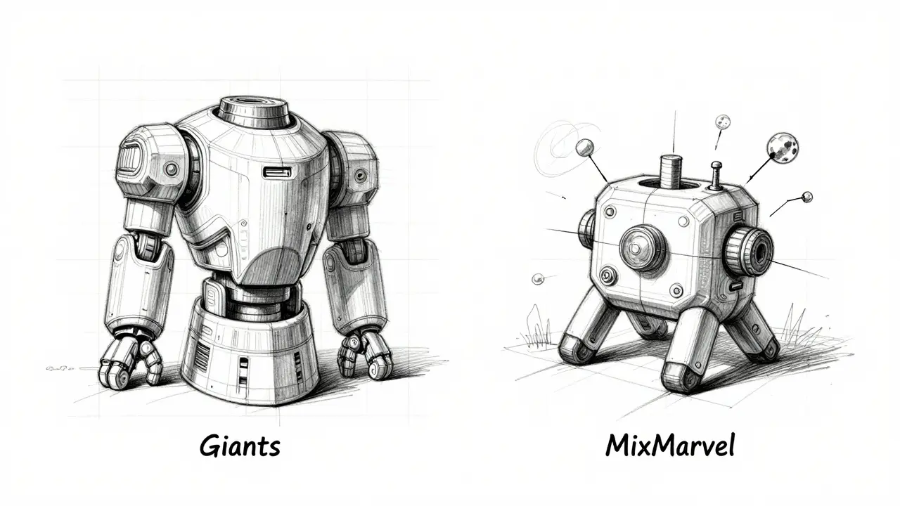 Sketch comparing small vs large crypto platforms