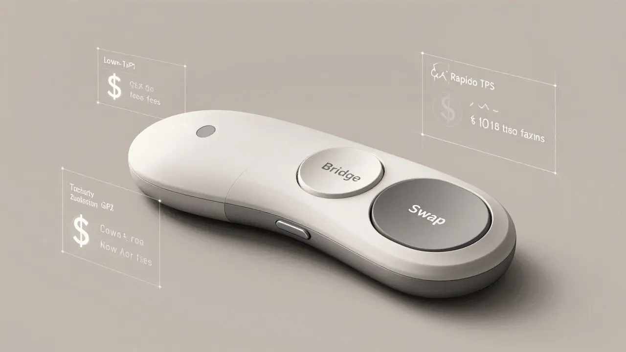 Concept sketch of a sleek blockchain wallet for easy bridging