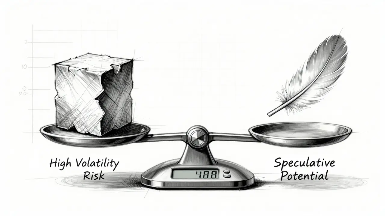 Conceptual sketch of crypto risk vs reward balance