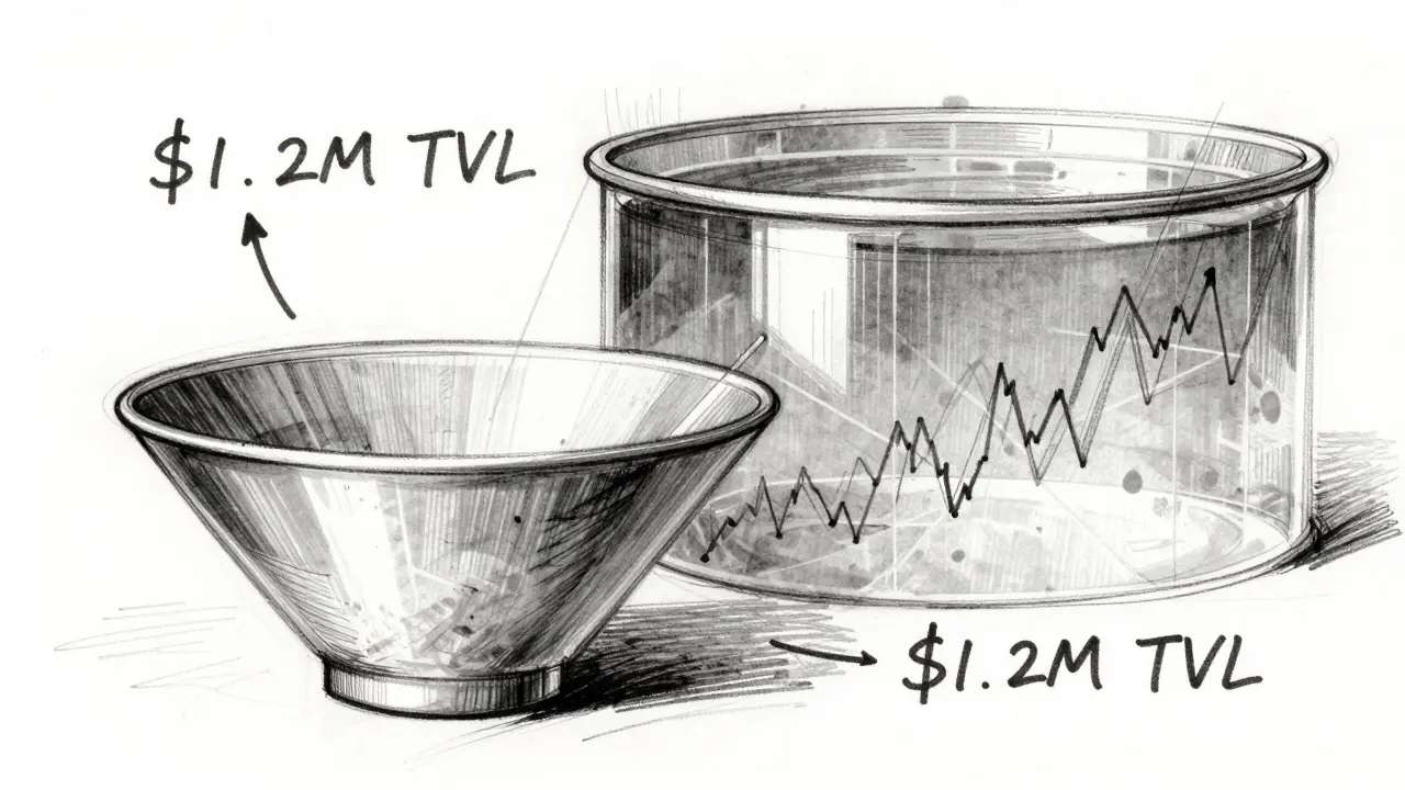 Design sketch illustrating liquidity depth and slippage risks