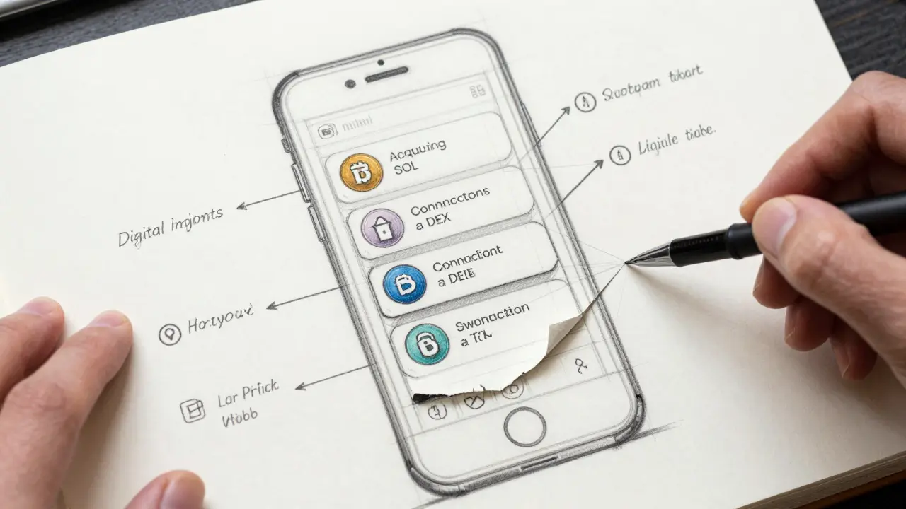 Design wireframe of crypto wallet transaction steps and fees