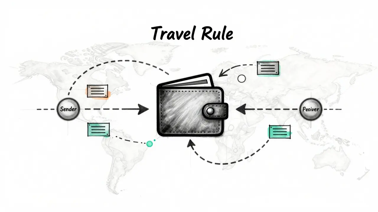 Illustration of data flow and travel rule compliance between nodes