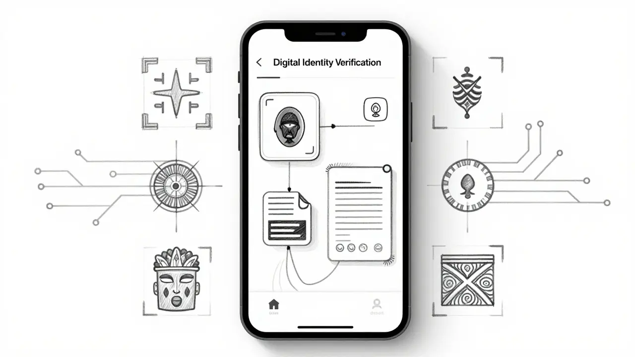 Product design sketch of a digital identity verification interface