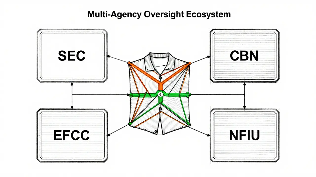 Technical blueprint sketch of Nigeria's multi-agency crypto oversight model