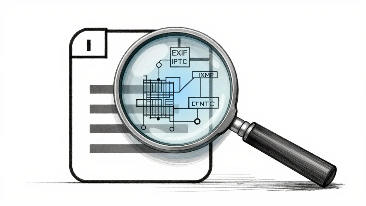 Technical sketch of magnifying glass inspecting file data