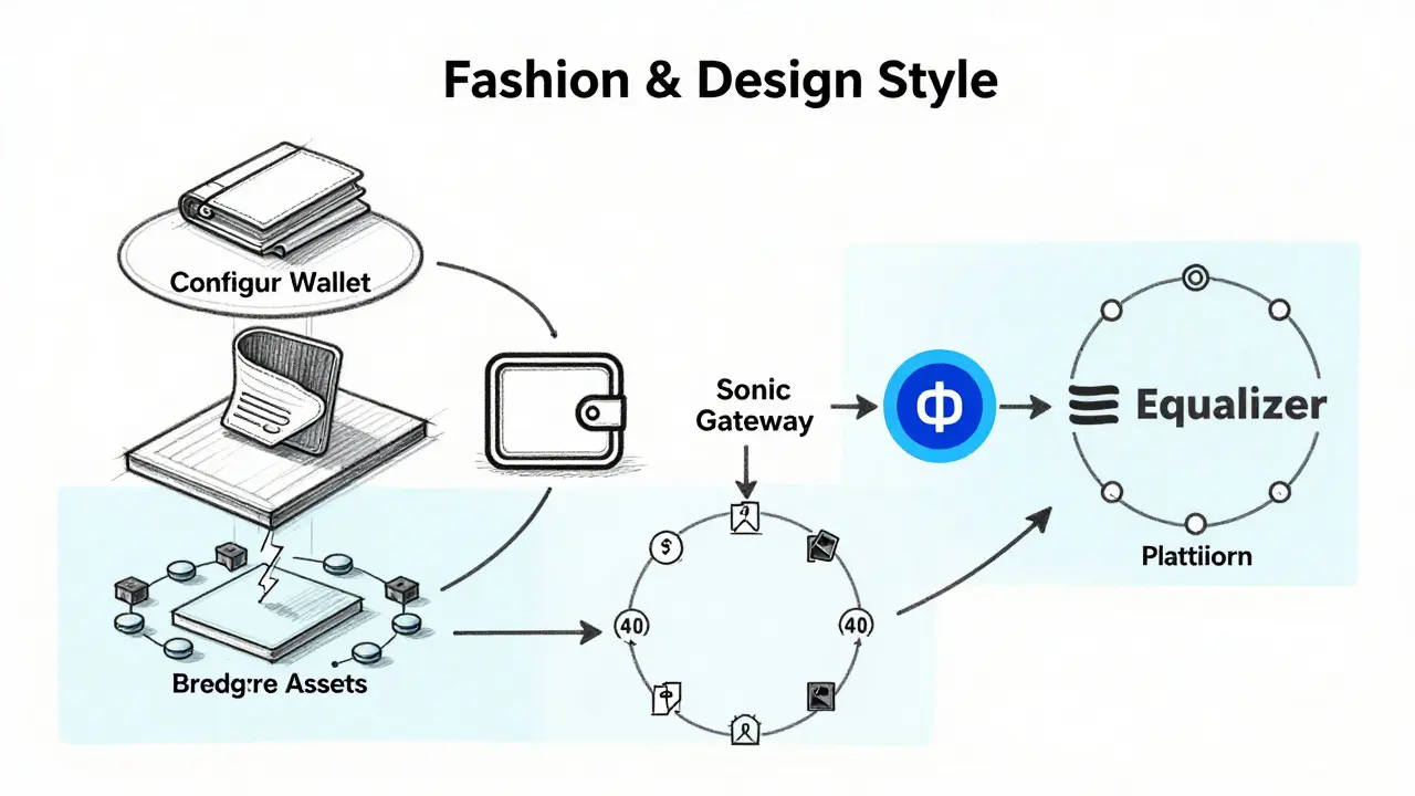 Workflow sketch of bridging assets to Sonic blockchain