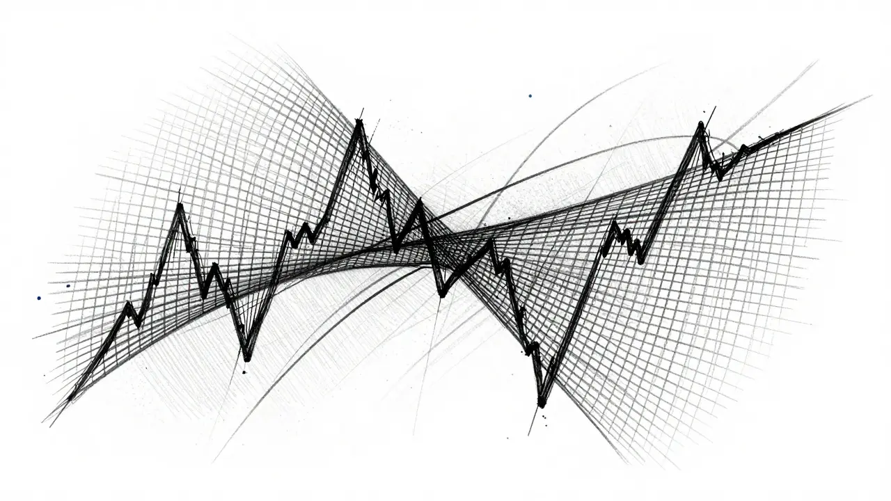 Abstract sketch illustrating crypto volatility and risk