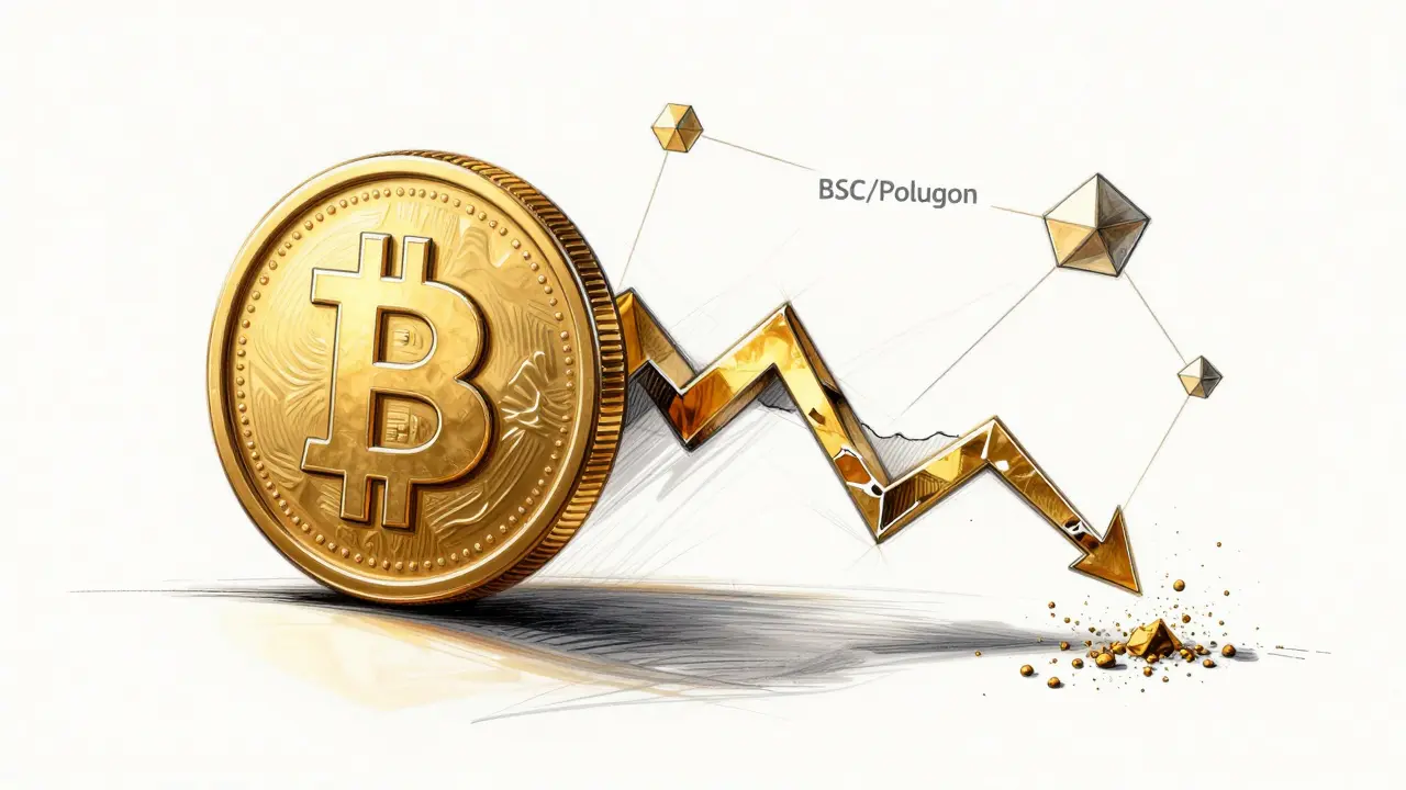 Abstract sketch of a fragmented token representing market decline