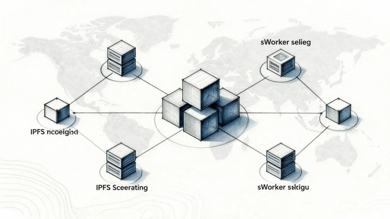 Design schematic illustrating decentralized storage network nodes