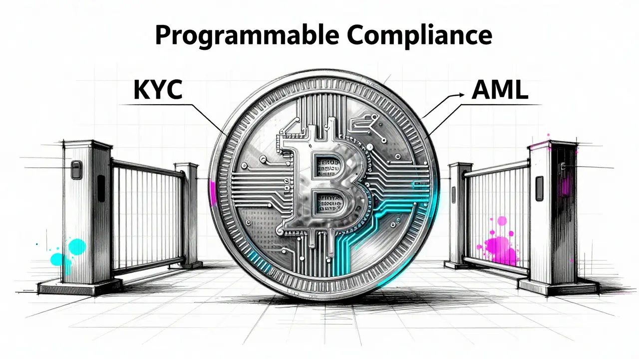 Design sketch of a smart contract token with integrated compliance filters
