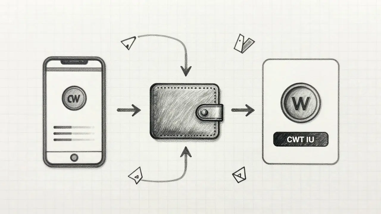 Design sketch of user flow for claiming crypto airdrop tokens