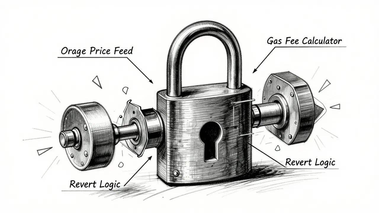 Exploded view sketch of a smart contract security mechanism