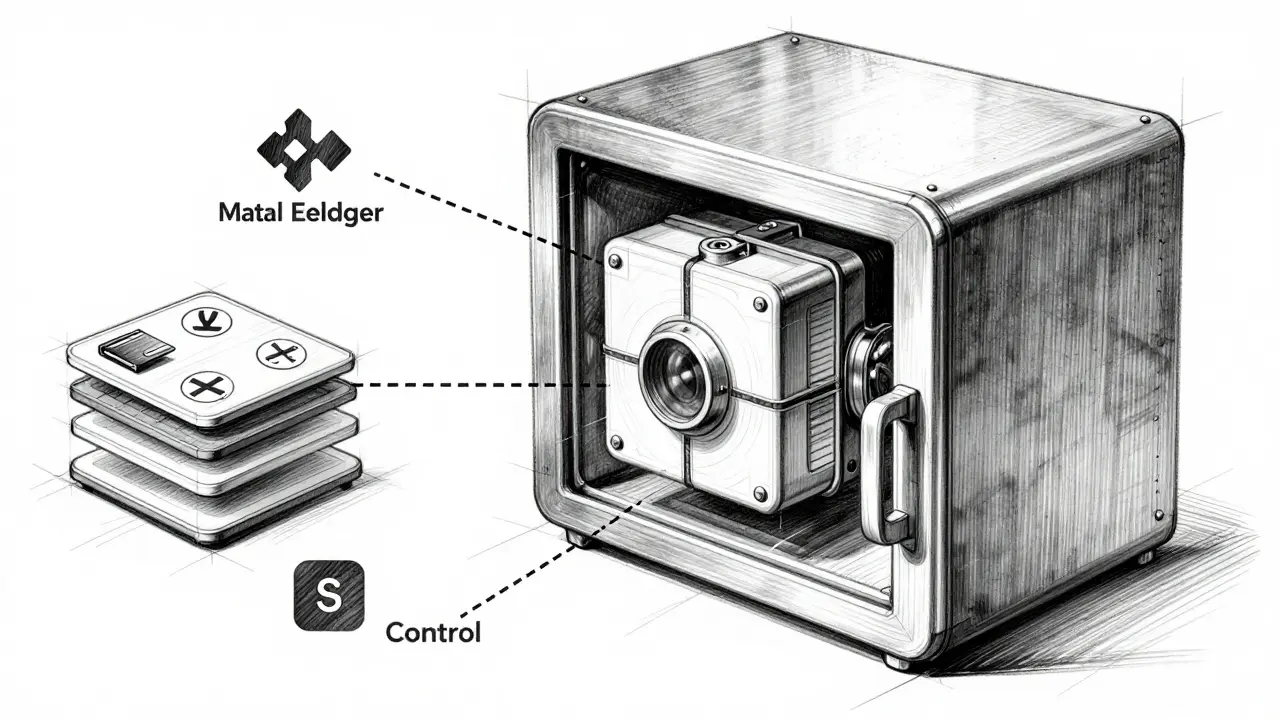 Technical drawing of a security vault illustrating non-custodial asset control