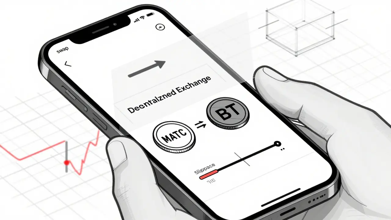 Technical sketch of swapping crypto on a decentralized exchange