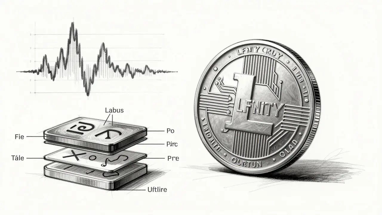 Design sketch of LFNTY token with market volatility indicators