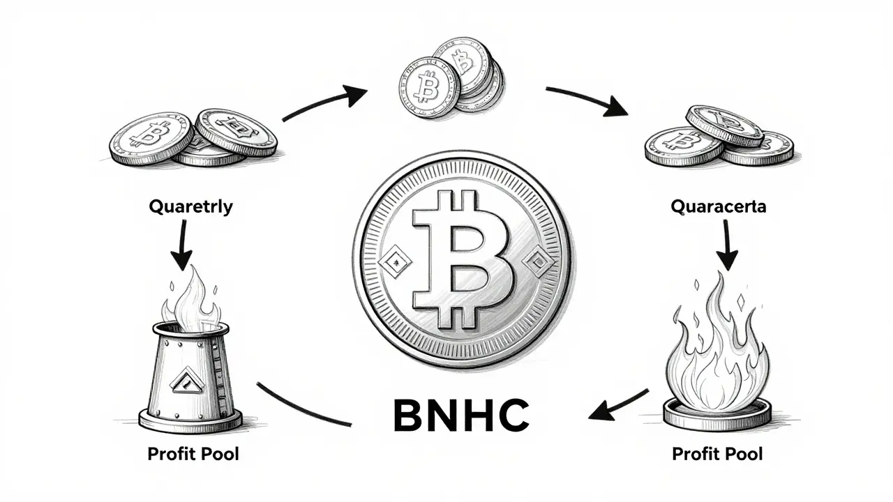 Product design sketch of BNB quarterly burn cycle
