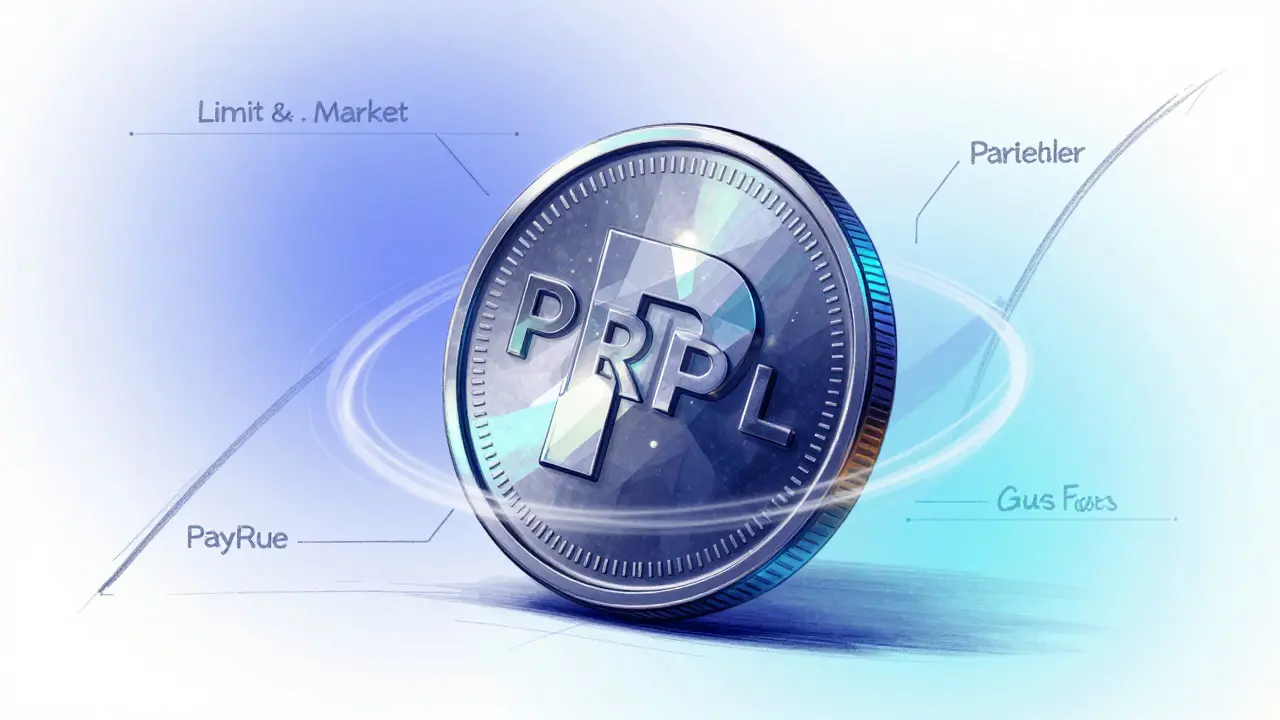 Stylized illustration of the Propel token reducing trading friction and gas fees.