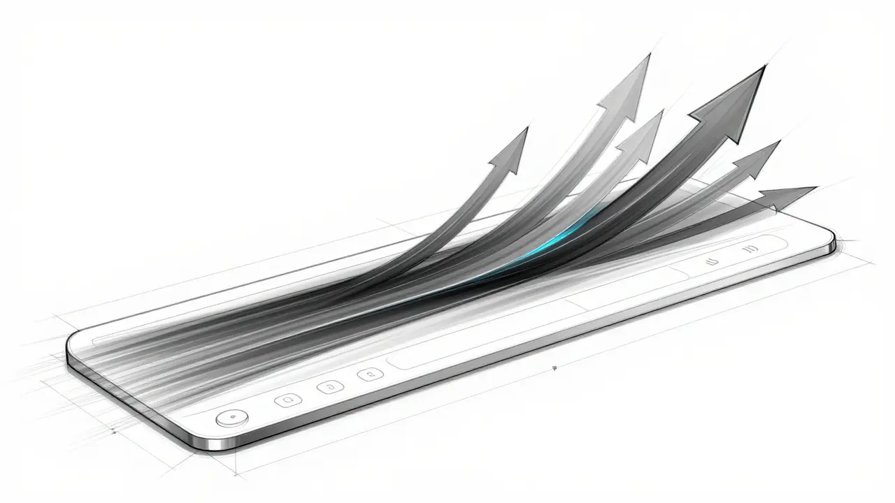 Technical design sketch of streamlined data flow arrows and a minimalist trading interface