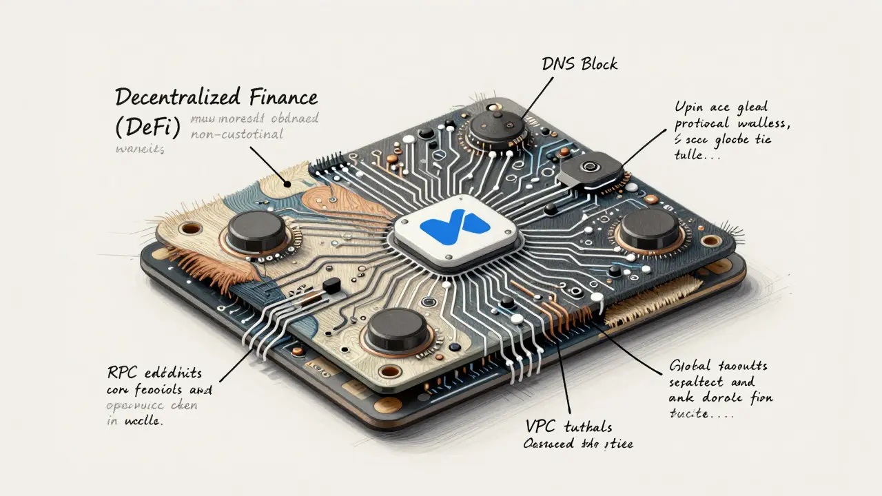 Technical sketch of DeFi wallet bypassing blocks