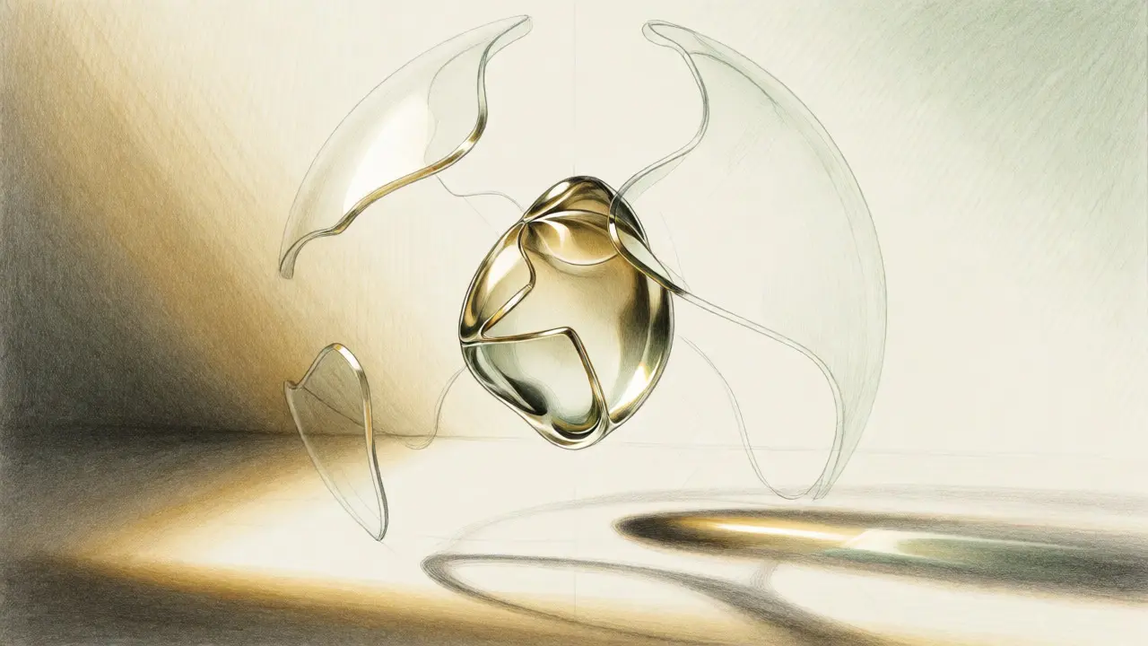 Artistic sketch of a glass sculpture representing EVRY token supply distribution.