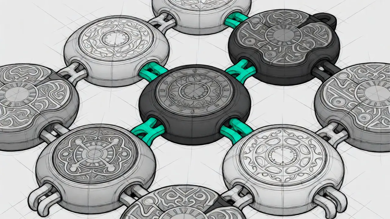 Design sketch of interconnected modular components representing the TOR ecosystem